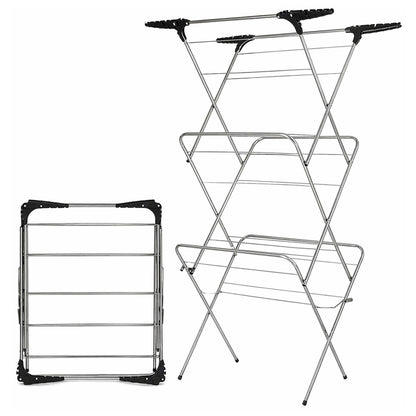 Aspect Clothes Airer,Clothes Drying Rack, 3 Tier Clothes Airer Indoor Cloth Airer With Extra Wings, Non-Slip Wet Clothes Dryer, Folding Clothes Horse Indoor and Outdoor All Weather Laundry Rack