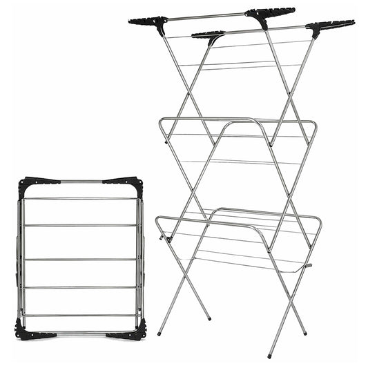 Aspect Clothes Airer,Clothes Drying Rack, 3 Tier Clothes Airer Indoor Cloth Airer With Extra Wings, Non-Slip Wet Clothes Dryer, Folding Clothes Horse Indoor and Outdoor All Weather Laundry Rack